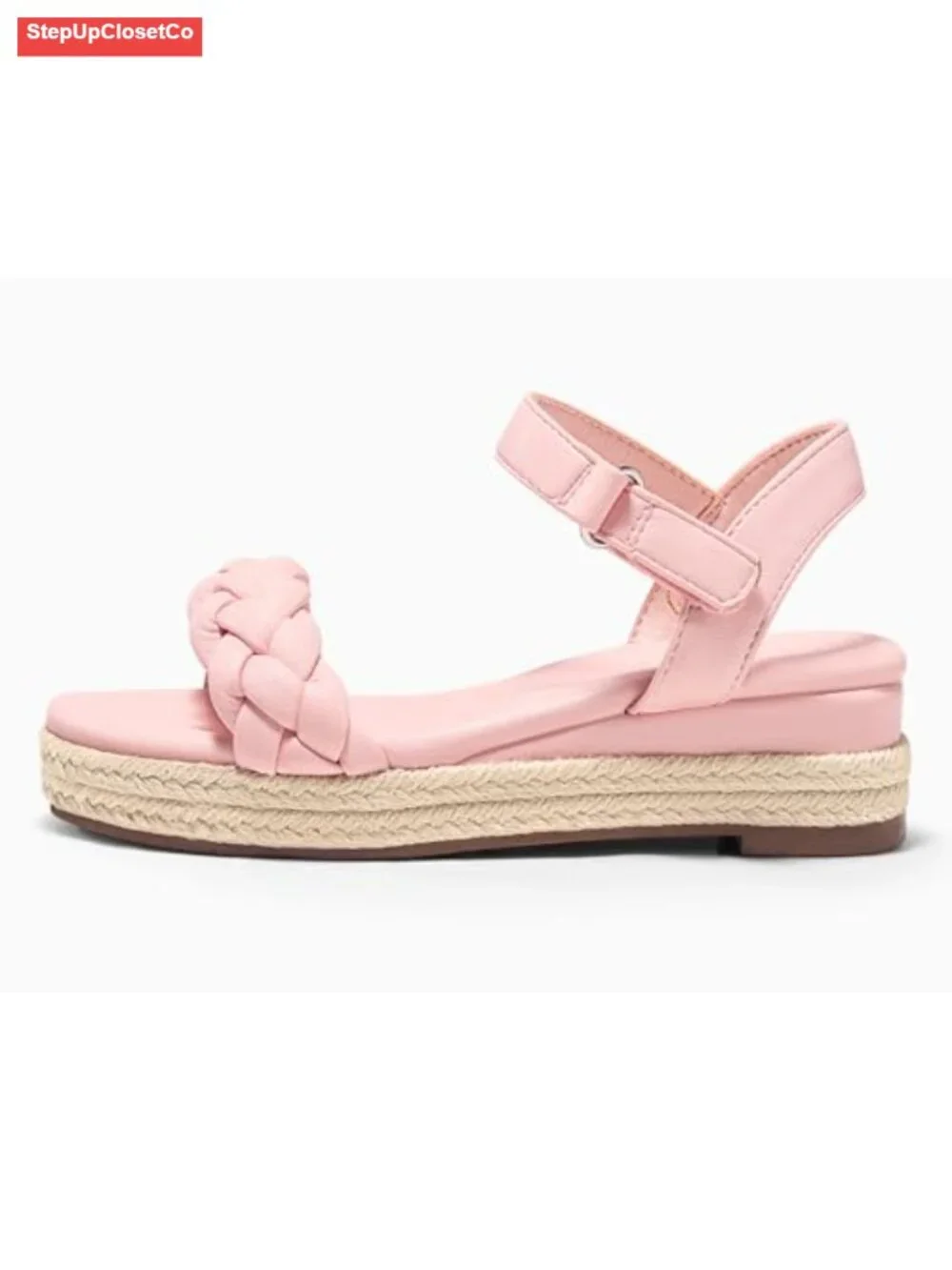 Girls Platform Sandals Espadrille Braid Open Toe Ankle Strap Wedge Sandals